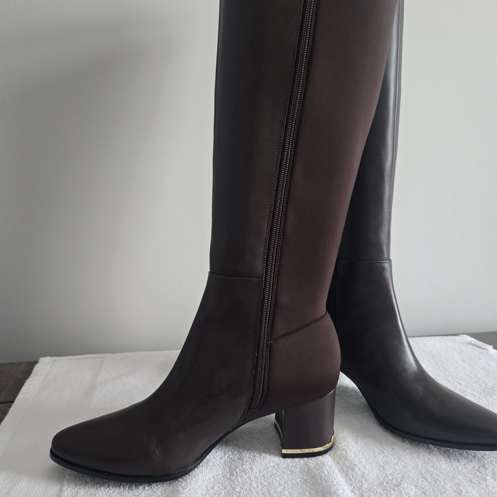 Elegant Calvin Klein Dark Chocolate Knee-High Boots